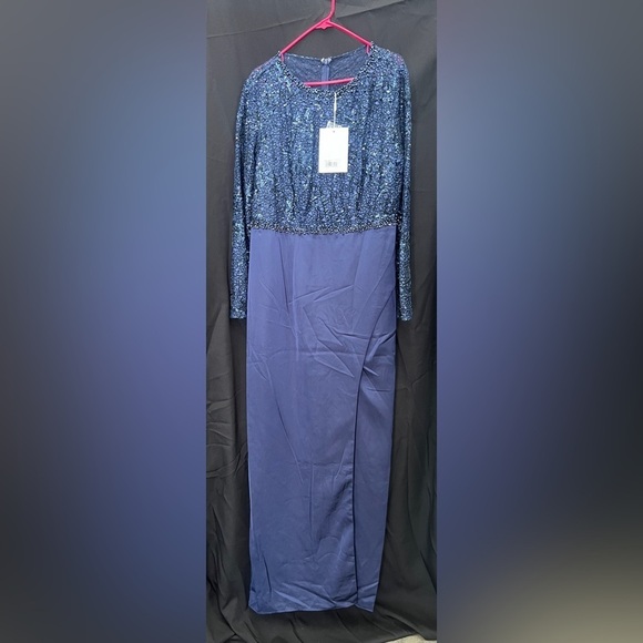 Mac Duggal 20340 NWT EMBELLISHED HIGH NECK BODICE FAUX WRAP GOWN - Picture 4 of 12